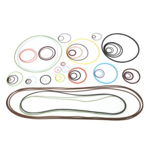 Pink rubber O-rings on a white background